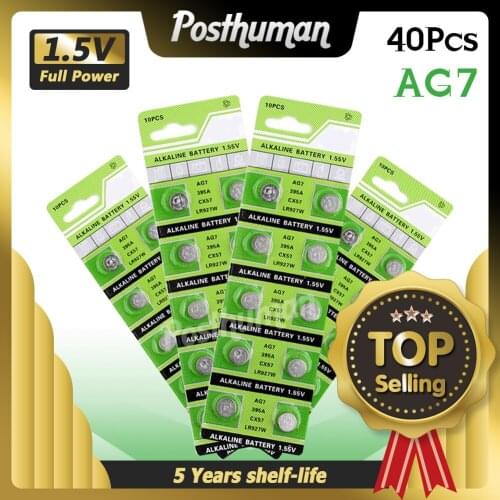 New 40PCS=4card AG7 1.55V Button Cell Battery Alkaline LR927 LR57 SR927W 399 GR927 395A for Watch Toys Remote Camera