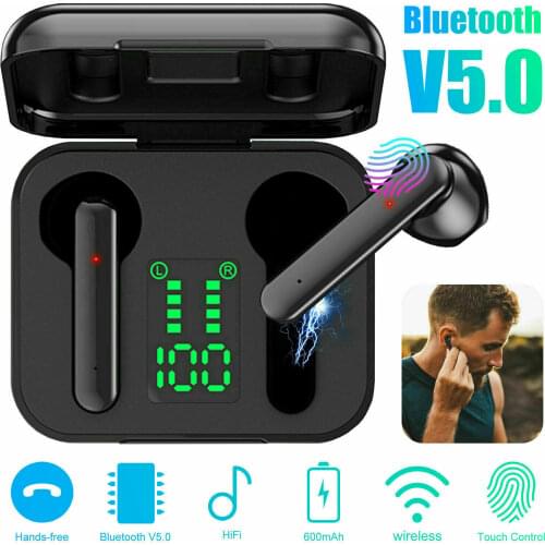 TWS Bluetooth 5.0 WirelessHeadphones Q5 Digital display Earphones Mini In-Ear Pods For IOS Android Headset Earbuds Sports