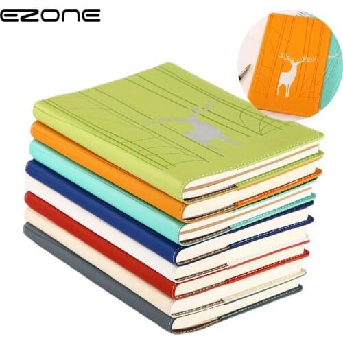 EZONE A5 Notebook Kawaii Student Stationery Supplies Diary Elk Travel Handbook Notepad Soft Leather Horizontal Line Inside Pages