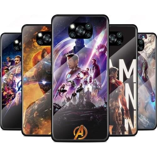 Iron Man Marvel Avengers Tempered Glass Cover For Xiaomi Poco X3 NFC F3 M2 X2 F2 Redmi K20 K30 K40 Pro Plus Phone Case