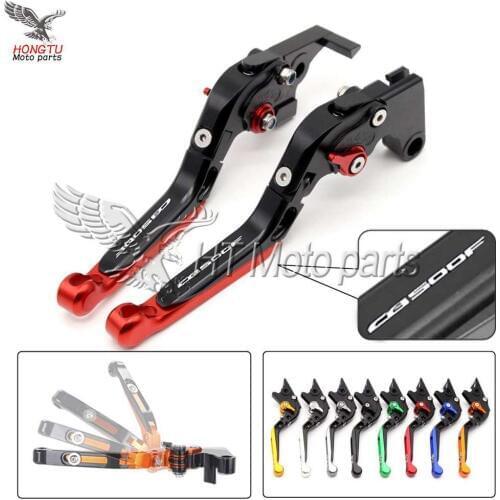 CNC Motorcycle With Logo Telescopic folding Adjustable Motorbike Brake Clutch Levers For Honda CB500F CB 500F CB500 F 2013-2017