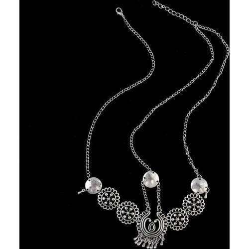 Gypsy Indian Headdress Headbands Vintage Boho Head Chain Anklet Bracelet Sets for Bridal Headpiece Turkish Hair Jewelry