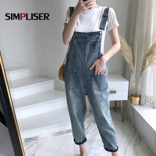 Jeans Overalls Women Rompers Female Jeans Jumpsuit 2020 Loose Denim Rompers Womens Jumpsuits Boyfriend Ladies Ripped Jeans