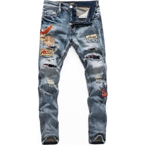Europe and the United Stat AMIRI22021D jeans pants pants locomotive Italian luxury tight jeans motorcycle car pull JeansD2 jeans