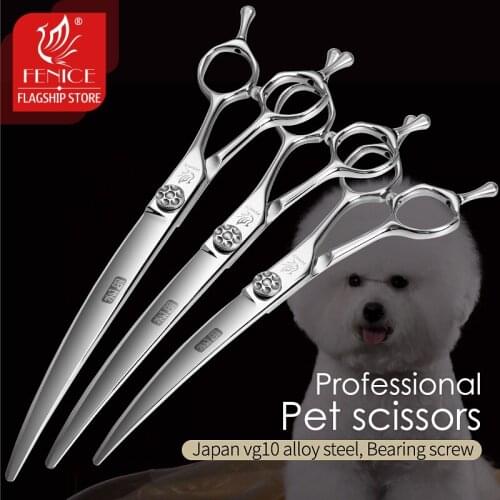 Fenice Professional Dog Grooming Scissors Japan VG10 Curved Shears for Golden Retriever Groomers Training