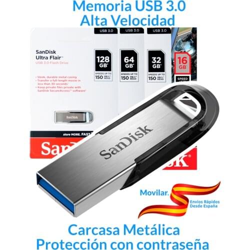 Sandisk Pendrive 32Gb USB 3.0 Ultra Flair memory, high speed, Original 100% metal case, password protection