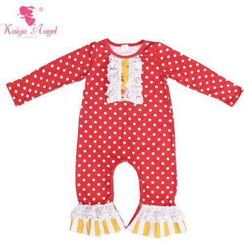 Kaiya Angel Halloween Christmas Newborn Boy Girl Summer Autumn Winter Clothes White Red Polka Dot Cotton Rompers Wholesale