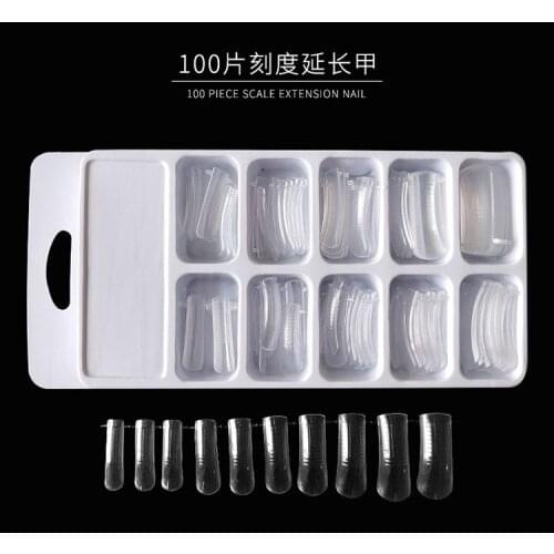 100pcs Extension Artificial Nails with Scale Transparency No Glue Nail Art Pieces Suitable for DIY & Nail Salon DL