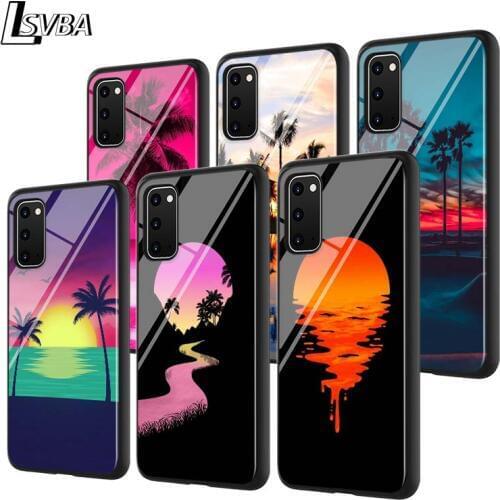 Palm trees Summer beach For Samsung Galaxy A71 A51 (5G) A41 A31 2020 A21S A11 A90 A70S A10S A30S A50S Gloss Black Phone Case