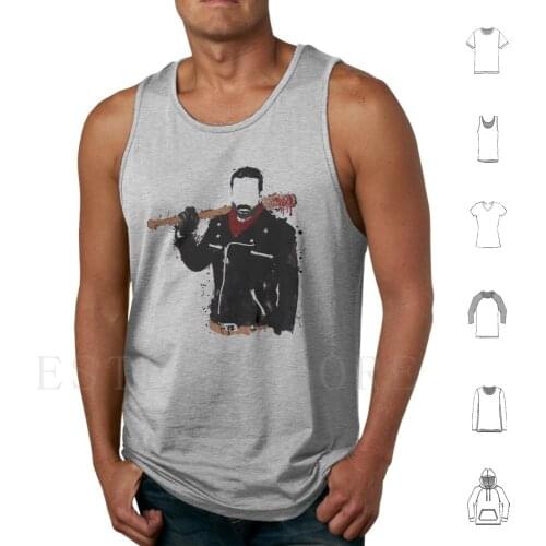 Splatter Negan Tank Tops Vest Cotton Negan Lucille The Walking Dead Rick Carl Zombie Twd Tv Series Splatter Baseball Dead