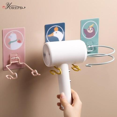 OYOREFD Cute Wall Mounted Hair Dryer Holder Bathroom Hairdryer Shelves Multi-function Non-slip Hairdryer Organizer Holder