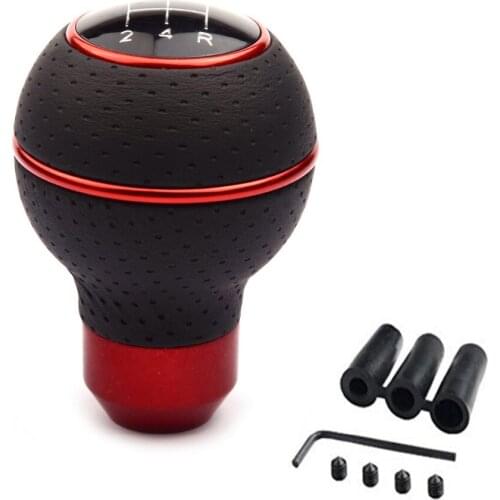 New for 5-speed car shifting handle gear knob black red leather shift lever car interior accessories