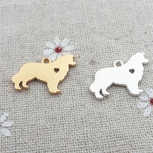 RONGQING 20pcs/lot 15*20MM Border Collie animal charms for jewelry making DIY Wholesale Trendy Bichon Frise Dog