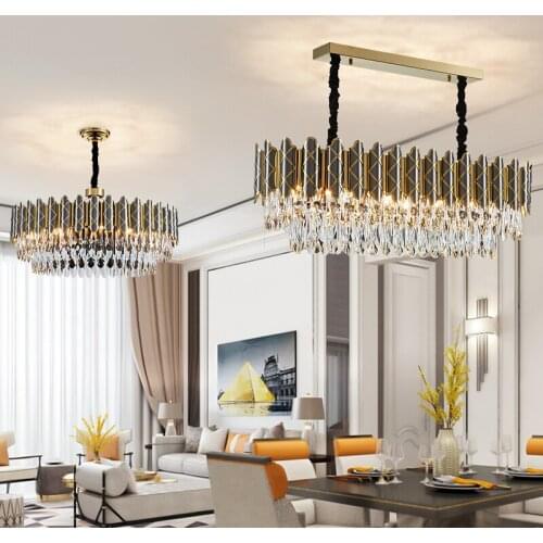 Hotel Porject Luxury Style Circular Balck Titanium Golden Ring K9 Tube Rod Round Chandelier Lighting