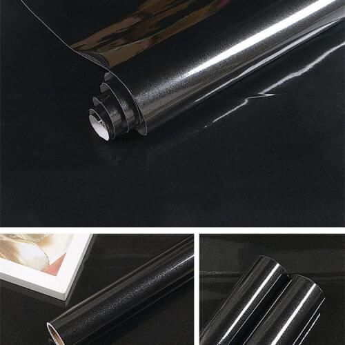 PVC Self-adhesive Stickers Solid Black Home Decoration Films for Furniture Renovation Kitchen Cabinets Waterproof Wallpaper