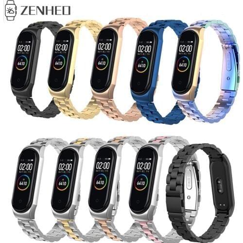 Steel Stainless Strap For Xiaomi Mi Band 3 4 Strap Smartwatch Mi Band Miband 4 3 Wristband Bracelet with Case Metal Watchband