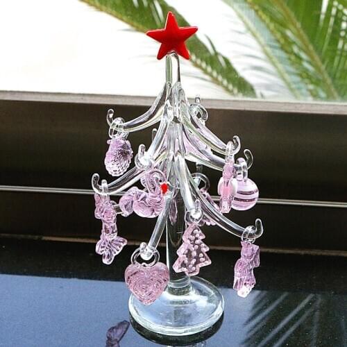 Glass Christmas Tree Pink Angel, Rose, Bow, Flamingo, Butterfly, Foot, Heart, Shell, Marble Ball, Flower Xmas Decor Accessories