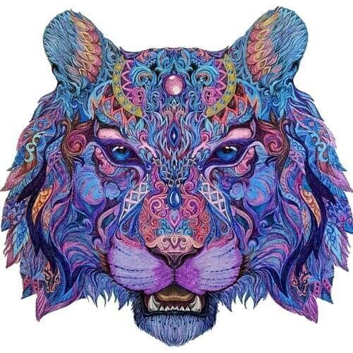 Unique Wooden animal Jigsaw Puzzles Mysterious Tiger 3D Puzzle Gift For Adults Kids Educational Puzzle Fabulous Interactive Gift