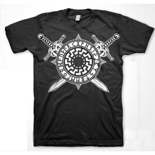 Unique Norse Sun Runes Occult Viking Valhalla T-Shirt. Summer Cotton Short Sleeve O-Neck Mens T Shirt New S-3XL