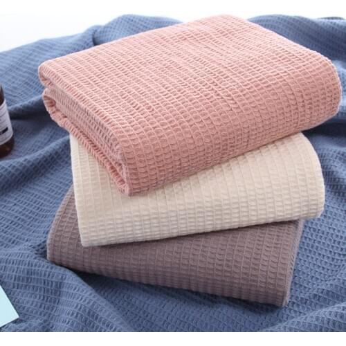 Japan Cotton Waffle Plaid Summer Blanket for Sofa Bed Towel Quilt Women Wrap Blanket Nap Blankets Throw Blanket for Car Office