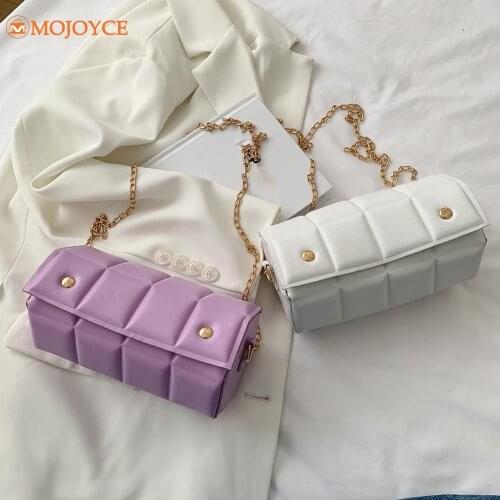 Chic Hexagonal Cylinder Bags for Women PU Leather Candy Color Checker Pattern Shoulder Crossbody Messenger Bag Ladies Handbag