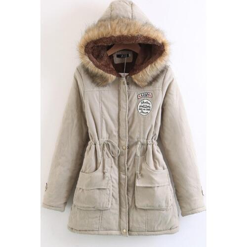 Women Basic Coat 2019 Winter Parkas Down Cotton Jacket Lambswool Long Sleeves Windbreaker Female Hooded Casual Outerwear R457