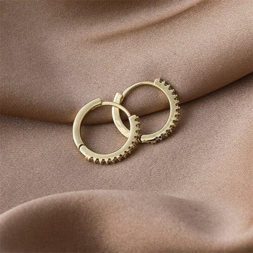 2021 Korean Vintage Gear Micro Paved Zircon Small Hoop Earrings For Women Fashion Jewelry Party Circle Oorbellen Brincos