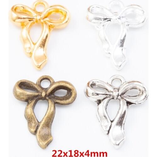 35 pieces of retro metal zinc alloy Bow pendant for DIY handmade jewelry necklace making 7699