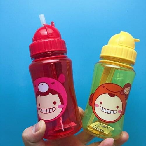 350ml Cartoon Portable Baby Feeding Water Drink Straw Water Bottle Sippy Cup Learning Drinking Bottle