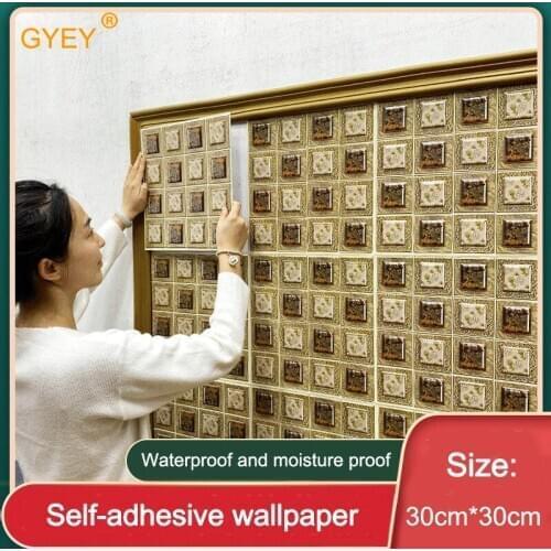 3D Stereo Self-adhesive Wallpaper Mosaic Wall Stickers TV Background Wall Paper Wallpaper Retaining Wall Decoration Waterproof
