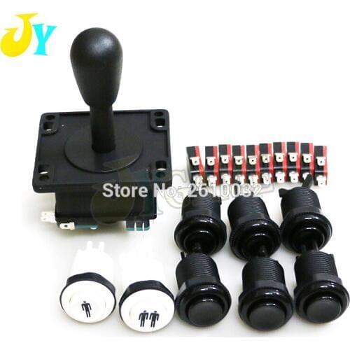 Arcade Game DIY Parts 8X Happ Style Standard American Push Buttoons With Microswitch+1X 2Pin 8Way Joystick For Mame Jamma Arcade