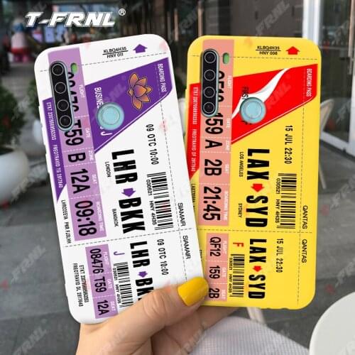 Air Plane Tickets for Redmi Note 9 Cute Soft Clear Case for Redmi Note 8 T 9 Pro 9S Ins Travel Bangkok Los Angeles City QR Code