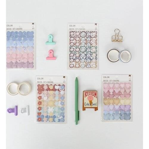 3pcs/Pack Round Stars Heart Petal Shape Scrapbooking Paper Stickers For DIY Stationery Diary Mobile Decoration Envelope Seal