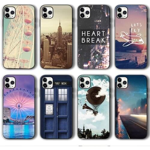 Ferris Wheel Case for iPhone 12 Pro Funda Case for iPhone 11 12 Pro XR XS Max mini 7 X 8 6 6S Plus 5 5S SE 2020 Black Silicone