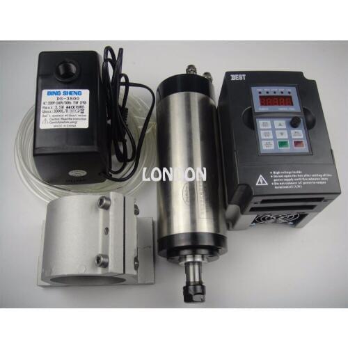 ER16 diameter 80mm 220V water cooling 1.5KW spindle with 4 pieces bearing for cncmachine+1.5KW VFD+water pump+water pipe+support