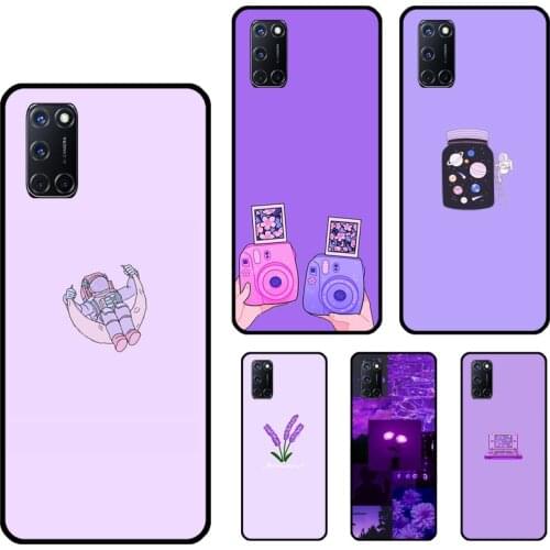 Purple Doodles Aesthetics Phone Case For OPPO A72 A52 A31 A53 A9 A5 2020 A15 A83 A91 A1K A3S A5S F7 Find X2 X3 Pro