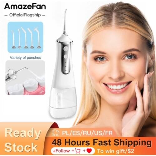 Oral Irrigator USB Rechargeable Water Dental Floss Cleaner Portable Dental Sprinkler 300ML Water Tank Waterproof Teeth Cleaner 5