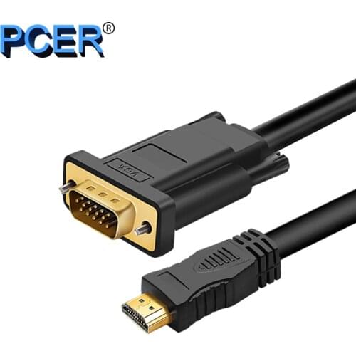 PCER HDMI VGA Cable HDMI to VGA Cable Cord Audio Video HDMI male to VGA male cable 1920*1080P For PC Monitor HDTV Projector