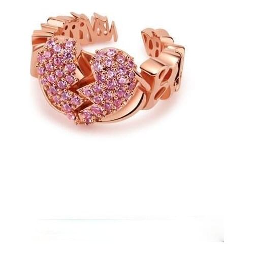 2021 New American Designer Creative Heart Ring Rose Golden Heartbreak Rings for Woman Zircon Ring Jewelry Wholesale