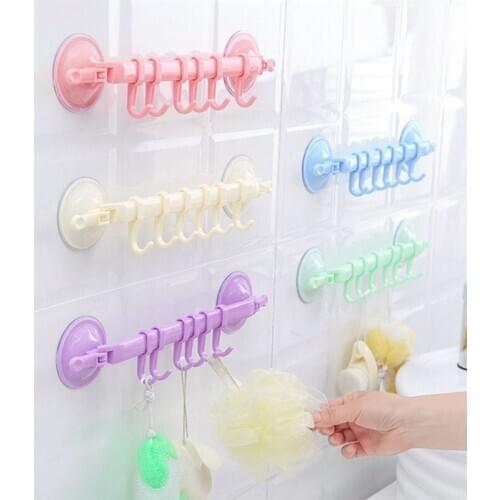 Kitchen Wall Mounted 6 Hooks Storage Hanger Rack Bathroom Hanging Holder