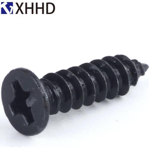 M2 M2.2 M2.3 M2.6 M3 M4 Flat Head Self Tapping Screw Metric Thread Phillips Cross Recessed Countersunk Bolt Black Steel