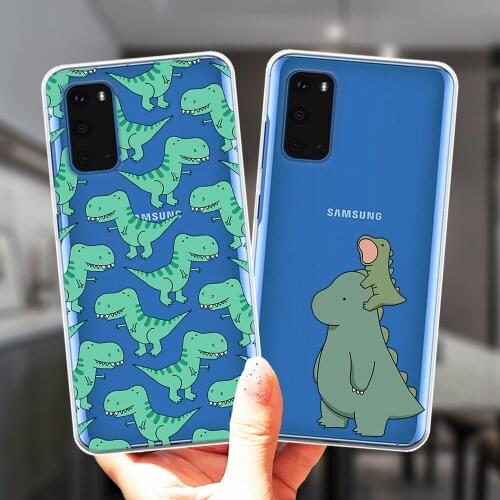 Cute Dinosaur Baby Transparent Phone Case For Samsung Galaxy S20 FE Ultra S8 S9 S10 Plus S6 S7 Edge S10E Soft Silicone Cover