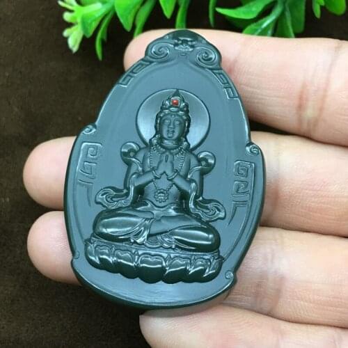 Natural Hetian jade sapphire, a fine material inlaid with Nanhong features Guanyin Bodhisattva jade brand mens safety pendant