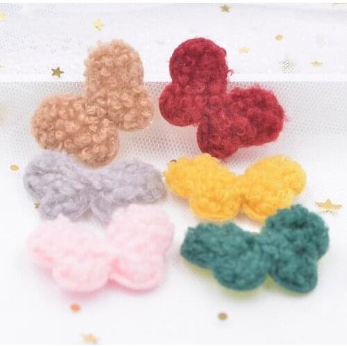 NEW 12Pcs Teddy Plush Padded Patches Kawaii Butterfly Appliques for Crafts Clothes Sewing Supplies DIY Headwear Ornament S52