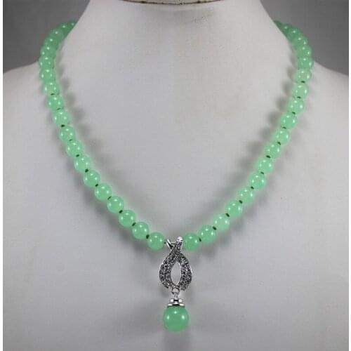 Wholesale factory price design delicate 8mm jades necklace 12mm pedant fashion jewelry