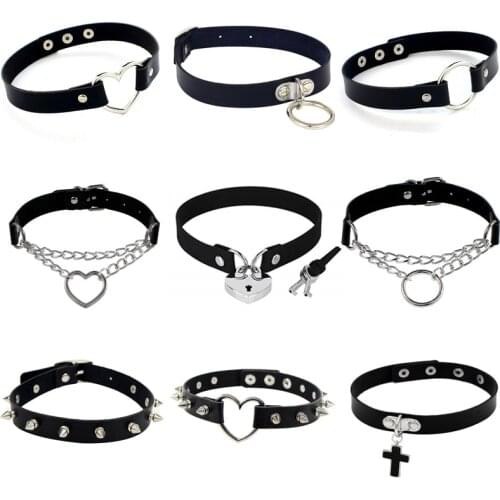 Sexy Punk girl Choker Collar Leather Choker Bondage Cosplay Goth Jewelry Women Gothic Male Necklace Harajuku Accessories