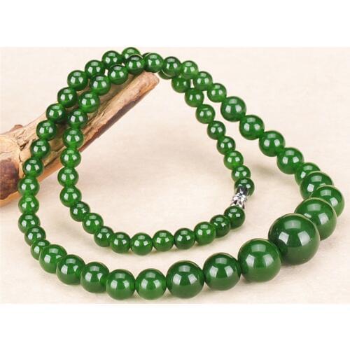 Genuine Natural Green 6-14mm Beads Necklace Jadeite Jewelry Fashion Charm Accessories Lucky Amulet Gifts for Women Her Men