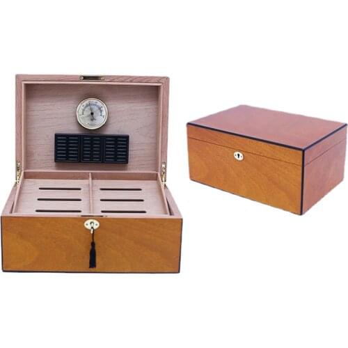 Portable Cedar Wood Cigar Humidor Durable Cigar Box Double Layer Cigar Case W/ Humidifier Hygrometer Cigar Accessories