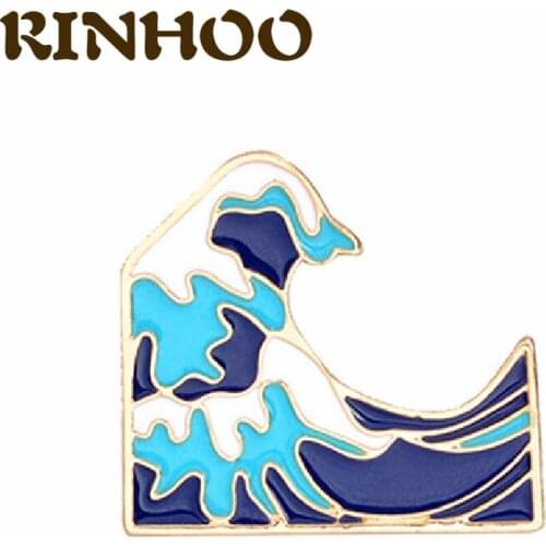 Rinhoo Cool Summer Holiday Ocean Jewelry Blue Sea Wave Brooch Men Women Clothing Backpack Bag Accessories Pins For Gift