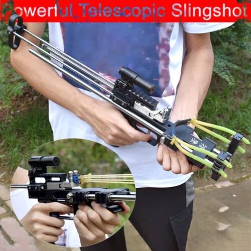 Upgraded Hunting Slingshot Powerful Catapult Mini Rifle Slingshot Outdoor Shooting Steel Ball Fishing Bow Double Safety Device
